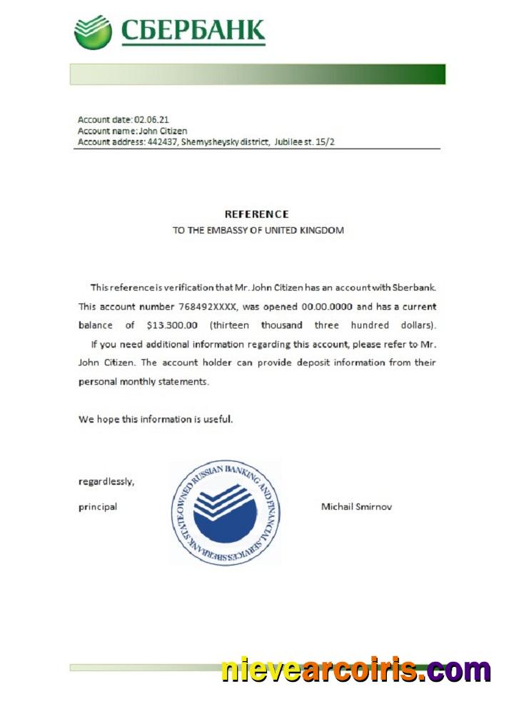 Russia Sberbank Reference Sample