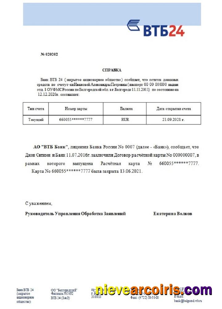Russia VTB Bank Closure Reference Template