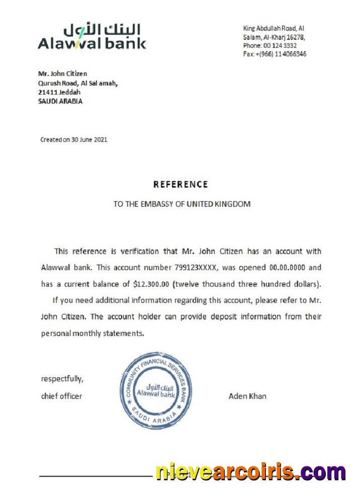 Saudi Arabia Alawwal Bank Reference Preview