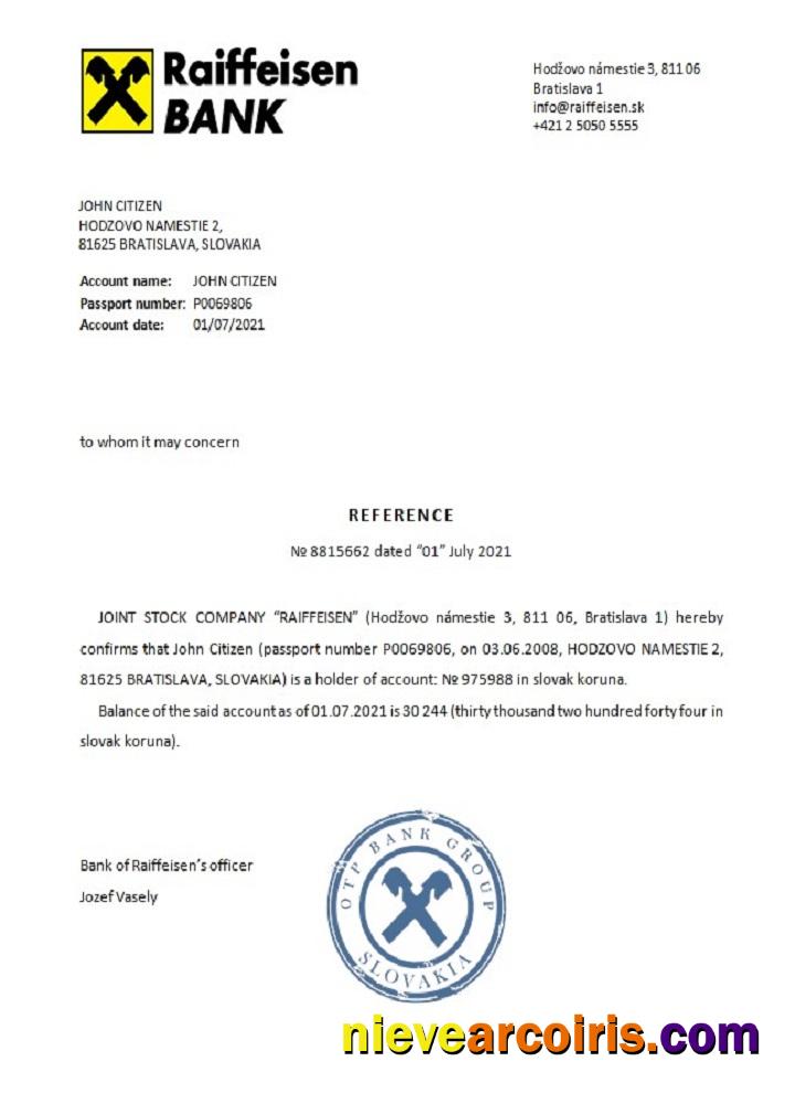 Slovakia Raiffeisen Reference Template
