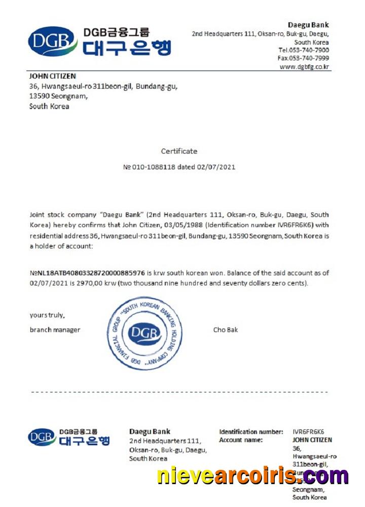 South Korea DGB Bank Reference Photolook