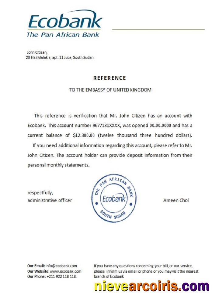 South Sudan Ecobank Reference Sample