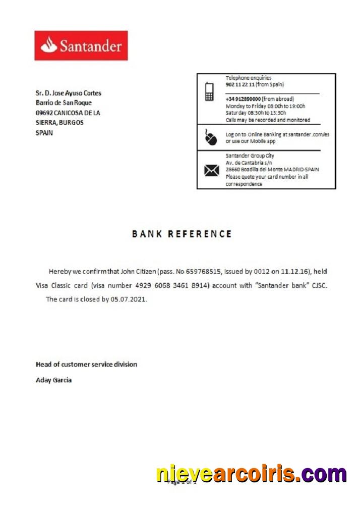 Spain Santander Closure Reference Sample