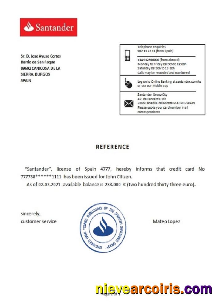 Spain Santander Reference Template
