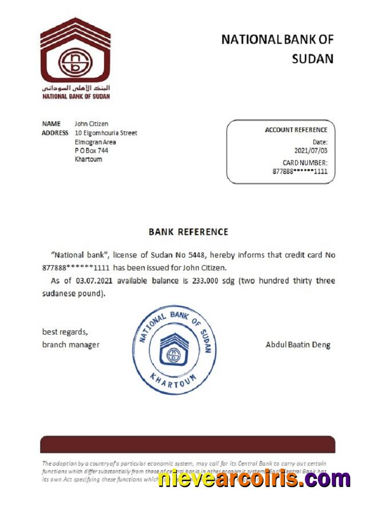 Sudan National Bank Of Sudan Reference Preview