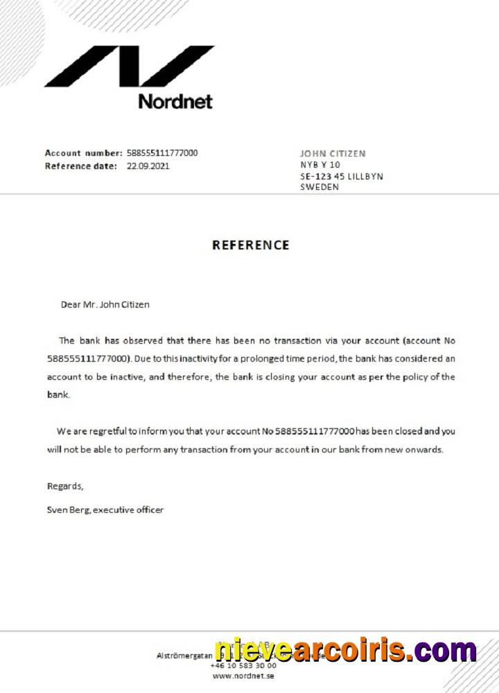 Sweden Nordnet Closure Reference Template