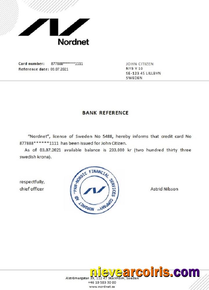 Sweden Nordnet Reference Sample