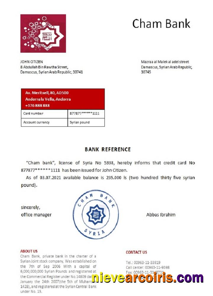 Syria Cham Bank Reference Preview