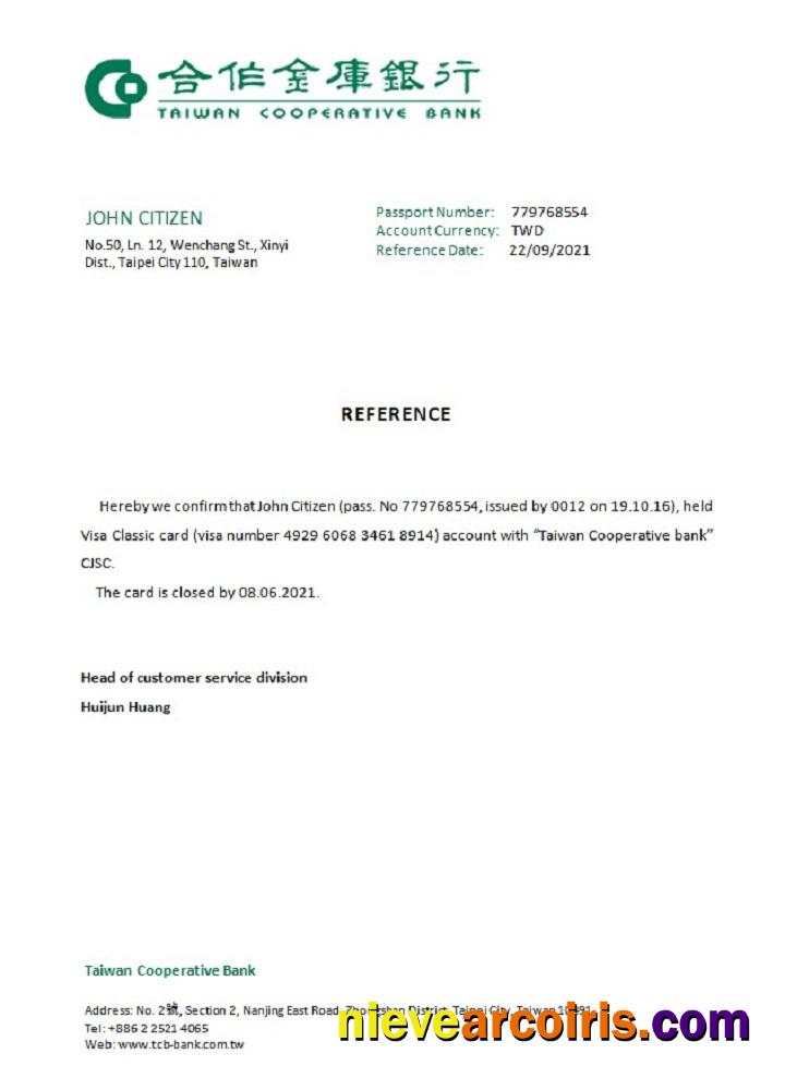 Taiwan Taiwan Cooperative Bank Closure Reference Preview