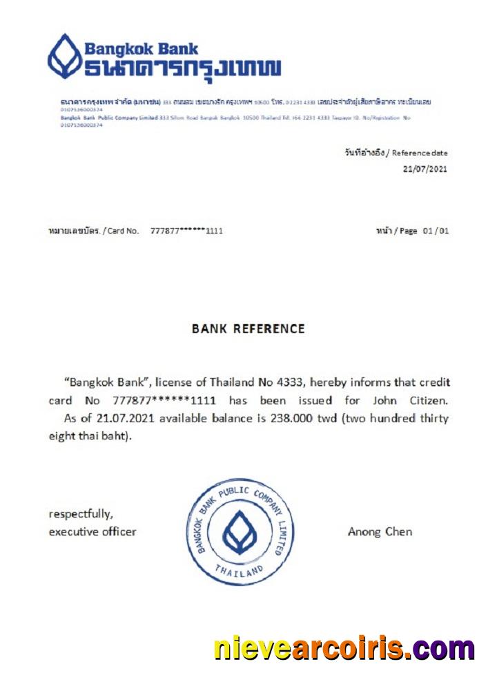 Thailand Bangkok Bank Reference Preview