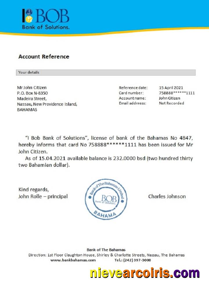 The Bahamas I Bob Bank Of Solutions Reference Sample