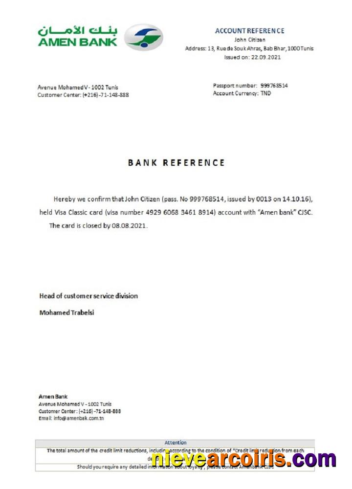 Tunisia Amen Bank Closure Reference Preview