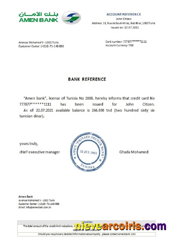 Tunisia Amen Bank Reference Photolook