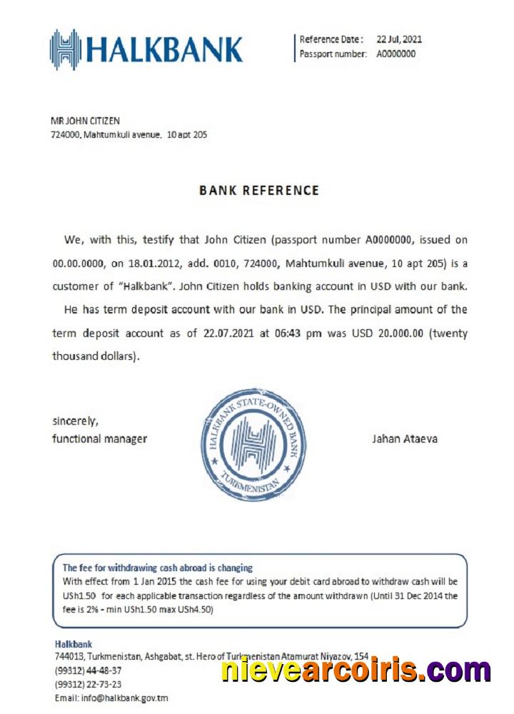 Turkmenistan Halkbank Reference Preview