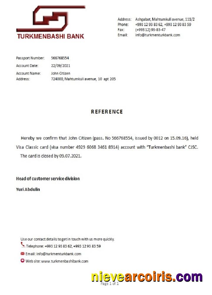 Turkmenistan Turkmenbashi Closure Reference Template
