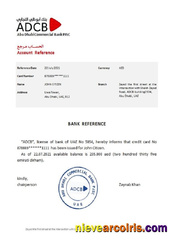 UAE ADCB Reference Template