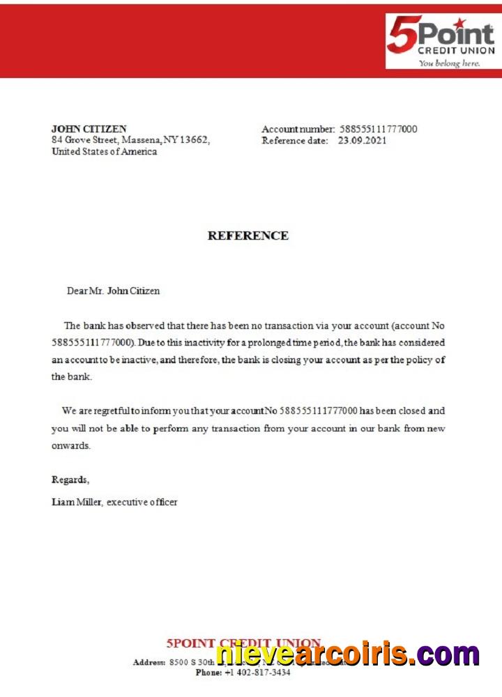 USA 5Point Bank Closure Reference Sample
