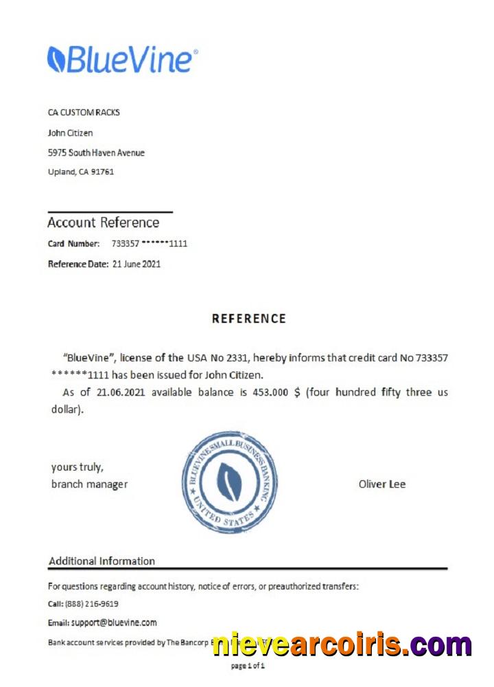 USA Bluevine Reference Template