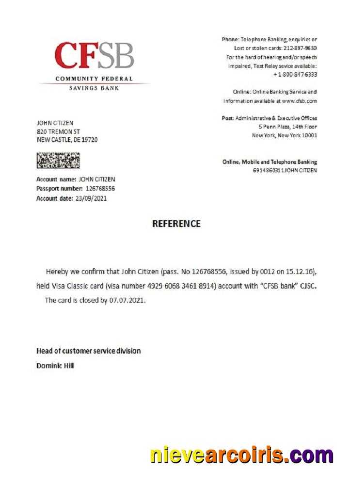 USA CFSB Closure Reference Sample