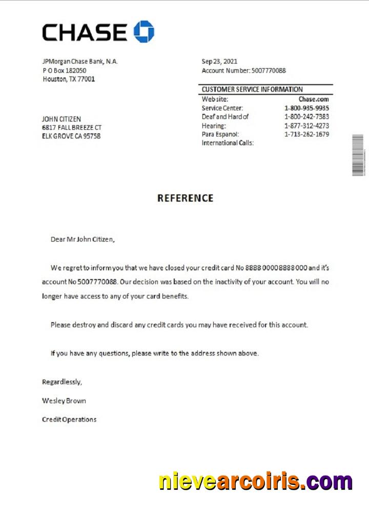 USA Chase Closure Reference Photolook