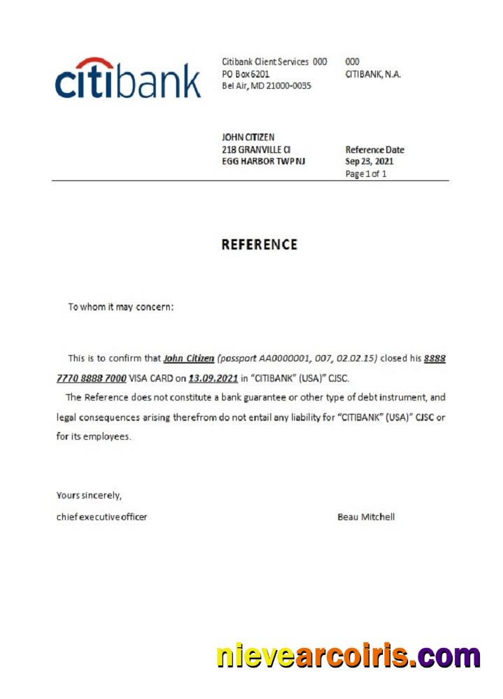 USA Citibank Closure Reference Photolook