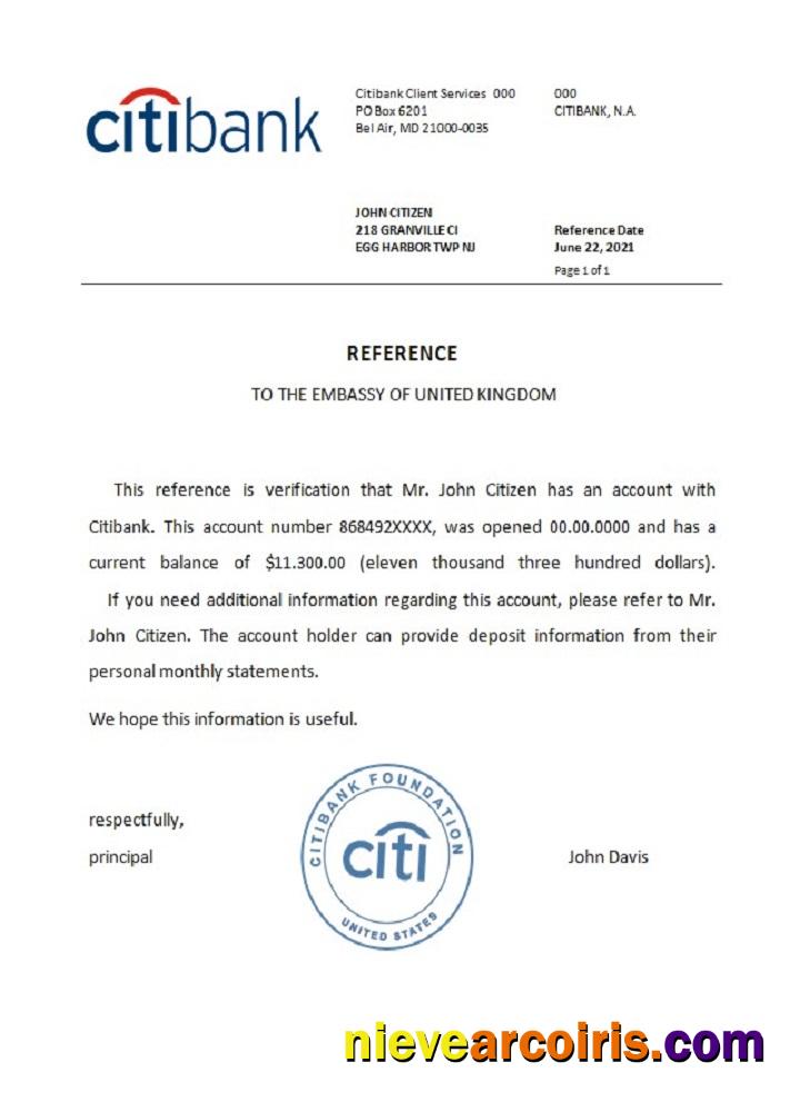 USA Citibank Reference Preview