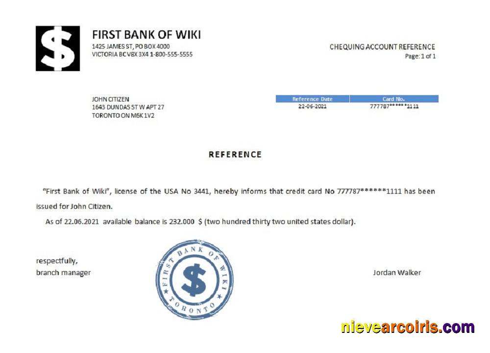 USA First Bank Of Wiki Reference Sample