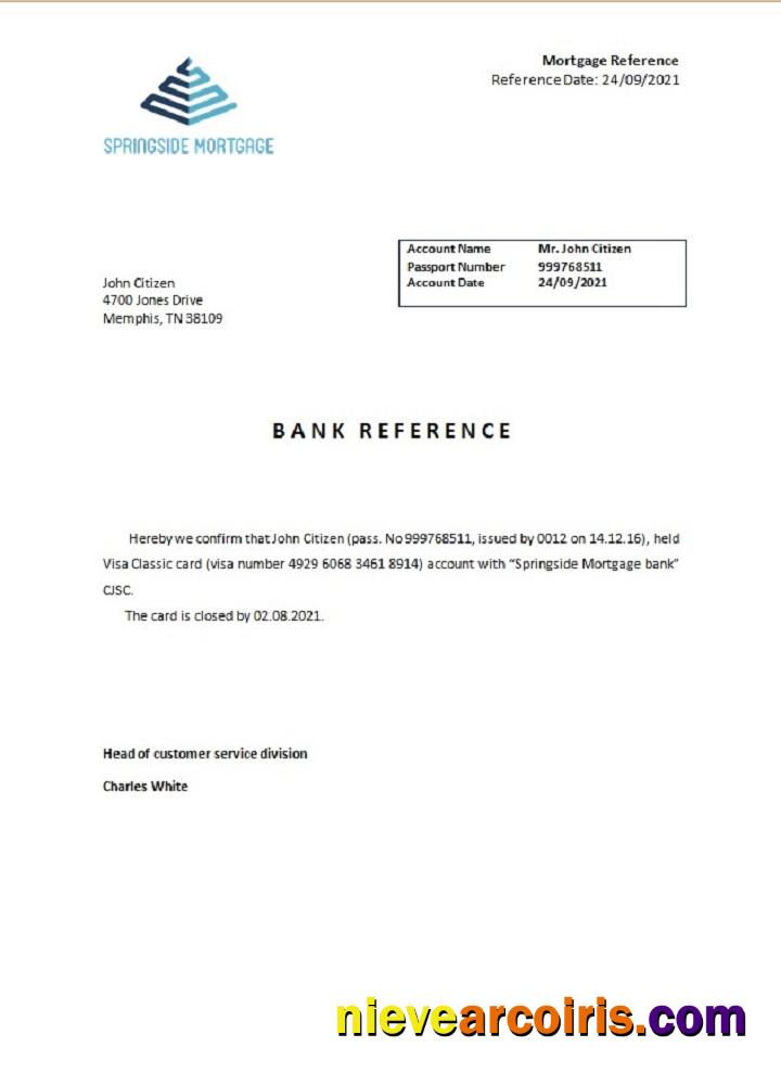 USA Springside Mortgage Closure Reference Sample
