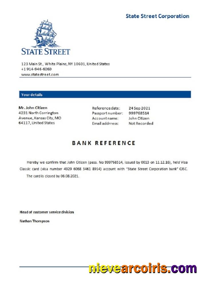 USA State Street Closure Reference Sample