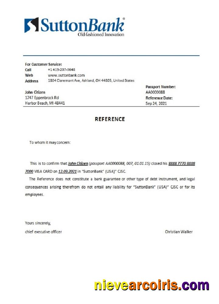 USA Sutton Closure Reference Sample