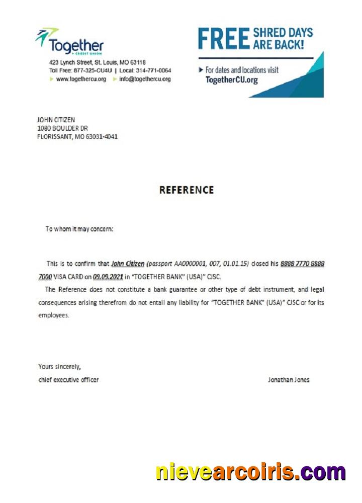 USA Together Closure Reference Template