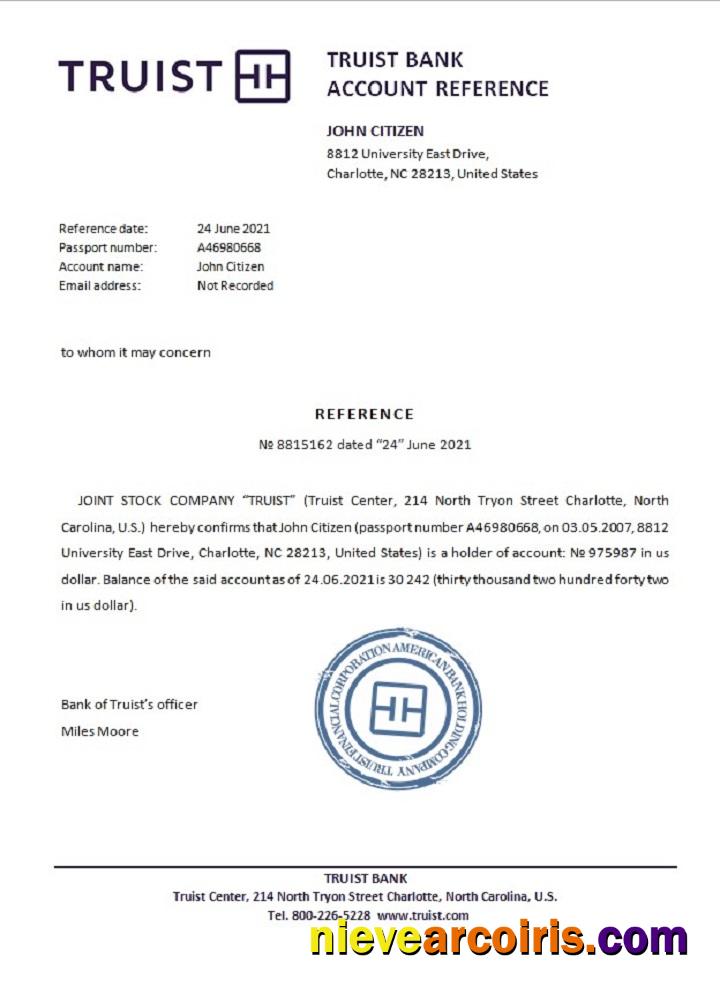 USA Truist Bank Reference Template