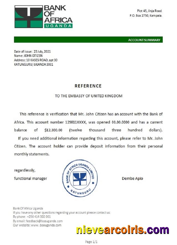 Uganda Bank Of Africa Reference Preview