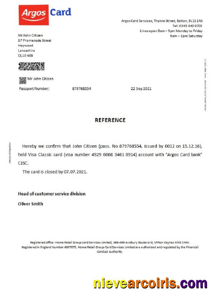 United Kingdom Argos Card Closure Reference Photolook
