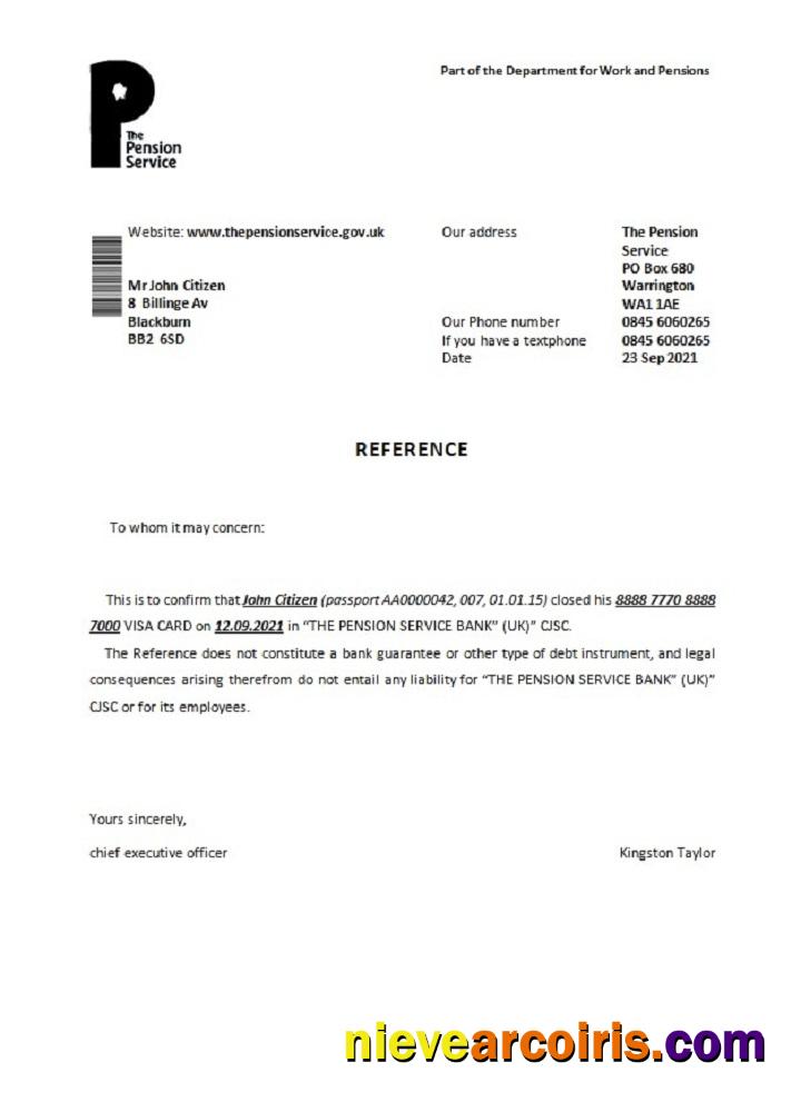 United Kingdom The Pension Service Closure Reference Photolook