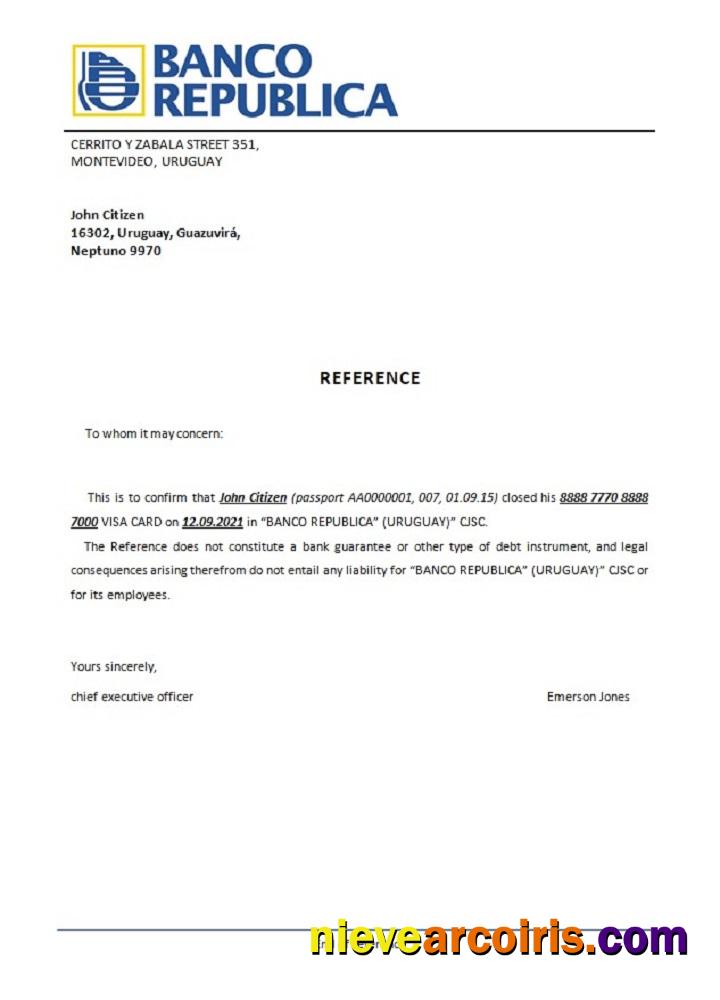 Uruguay Banco República Closure Reference Preview