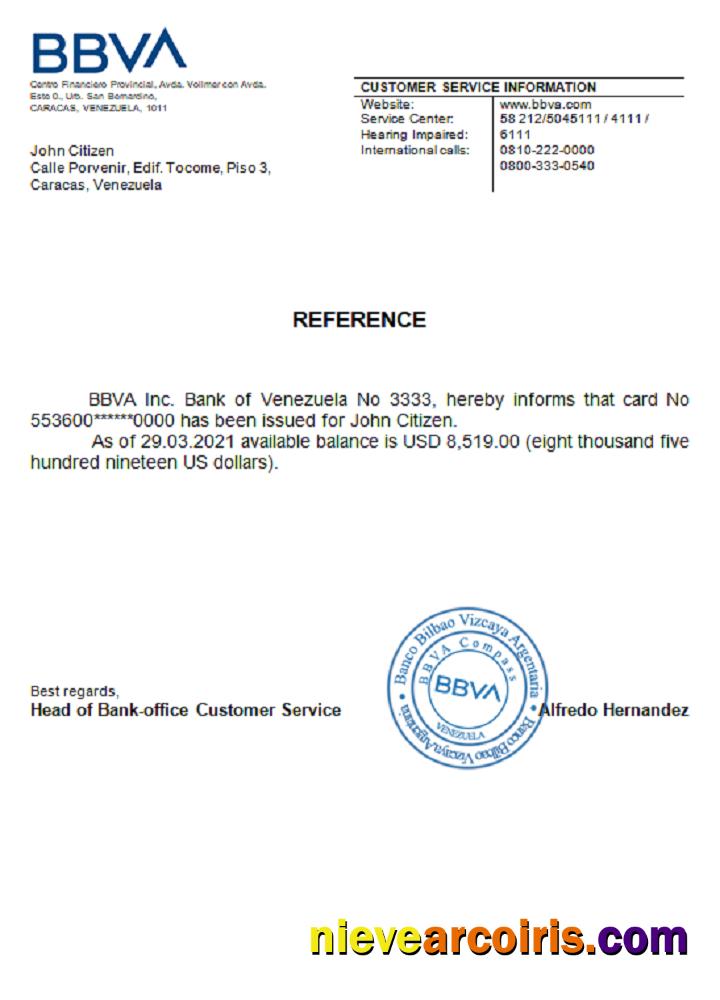 Venezuela BBVA Bank Reference Photolook