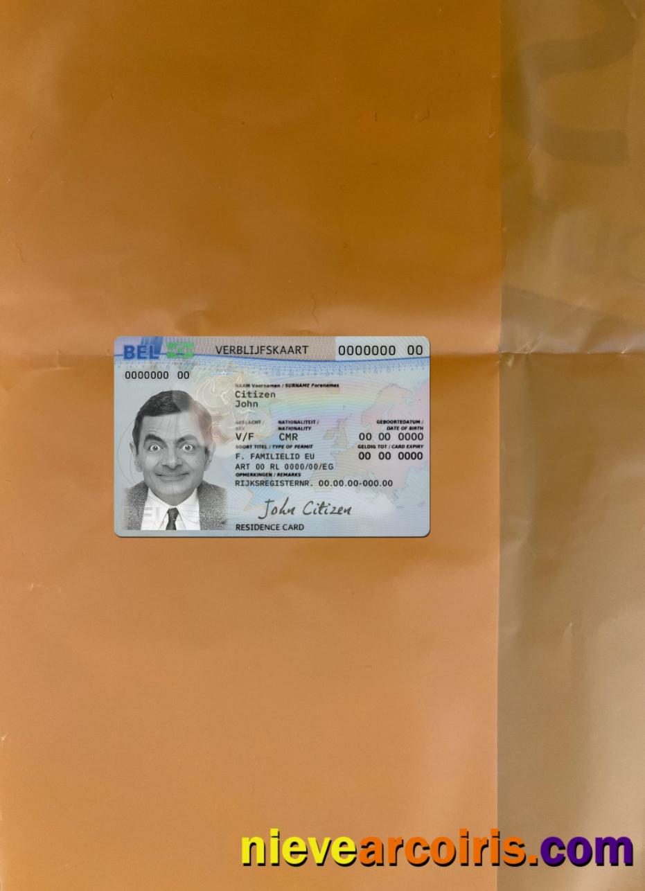 Belgium Residence Permit Card Photolook Front Template