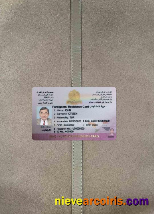 Iraq (Kurdistan) Residence Card Photolook FRONT Template