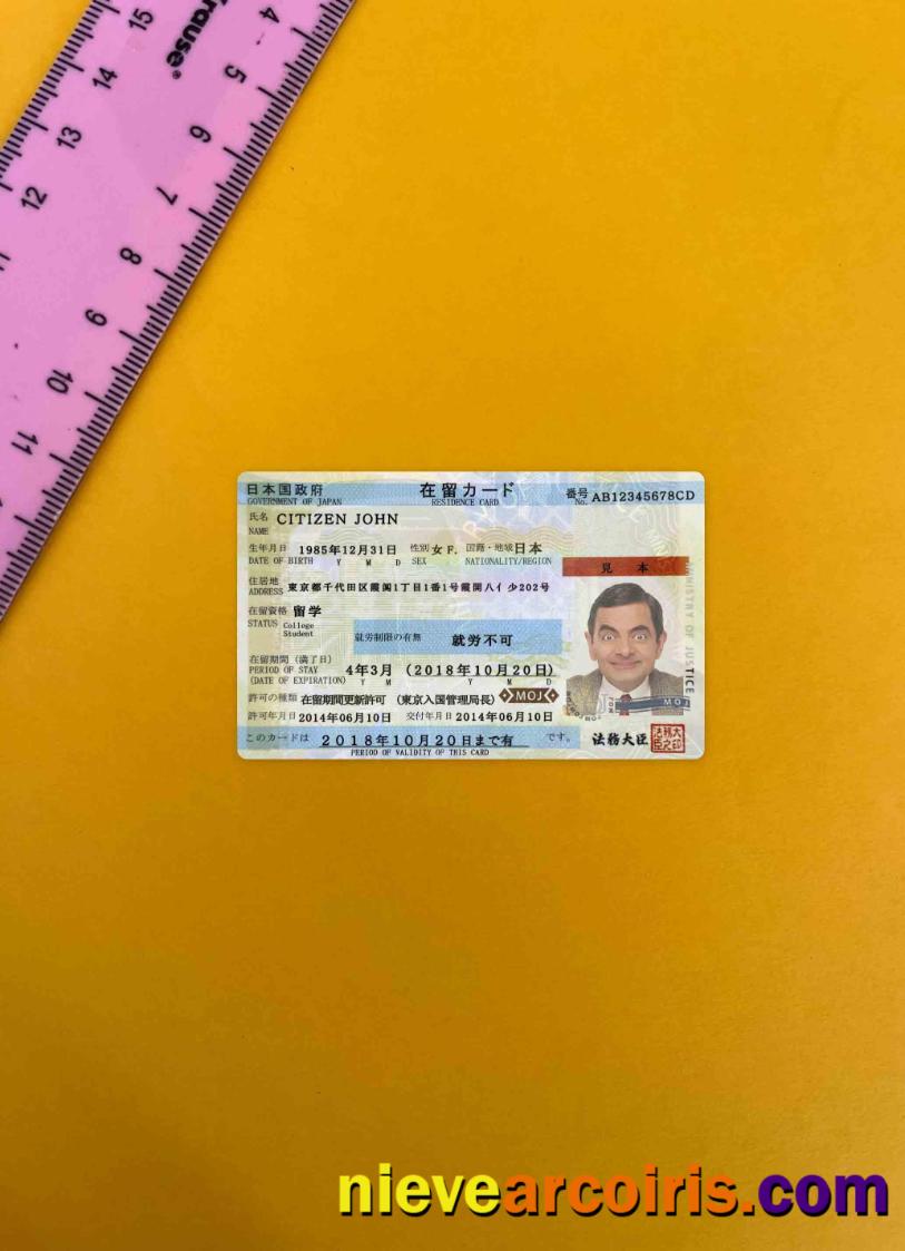 Japan Residence Permit Photolook FRONT Template