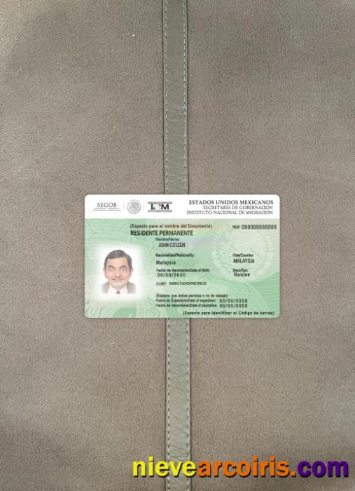 Mexico Green Card (residence Permit) Photolook Front Template