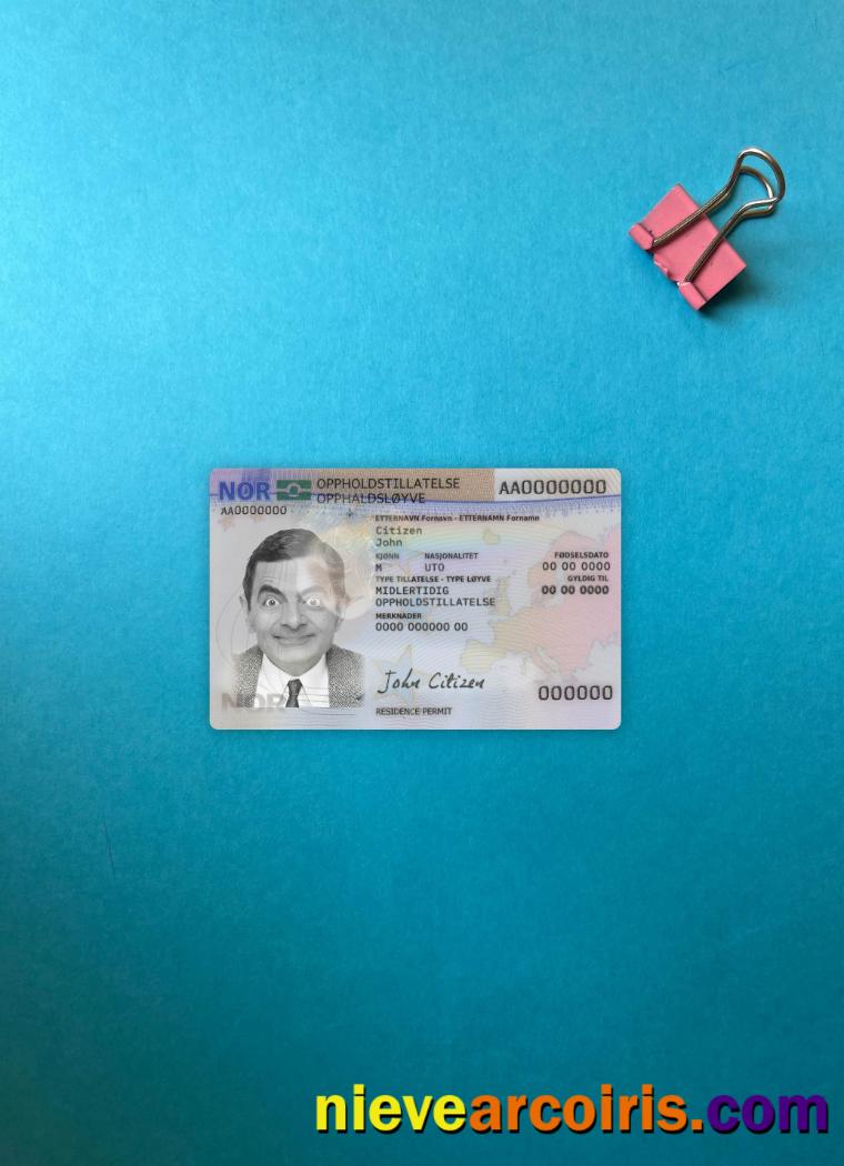 Norway Residence Card Photolook Front Template