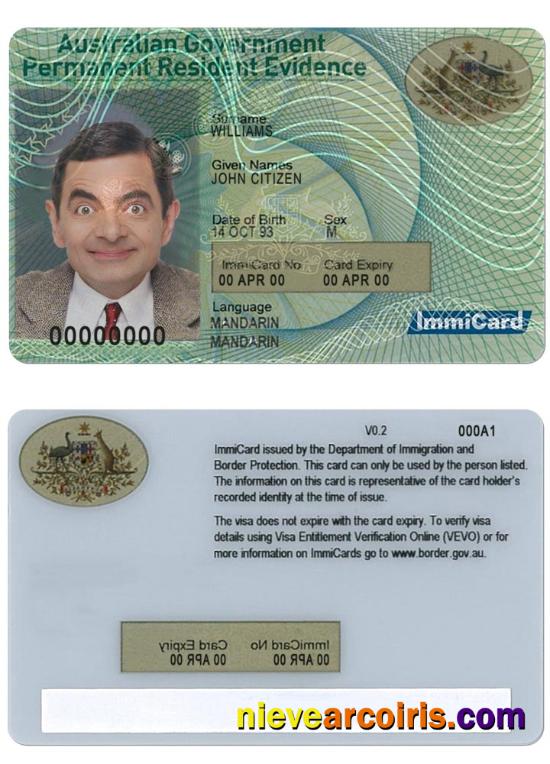 AUSTRALIAN Permanent Residence Card Photolook