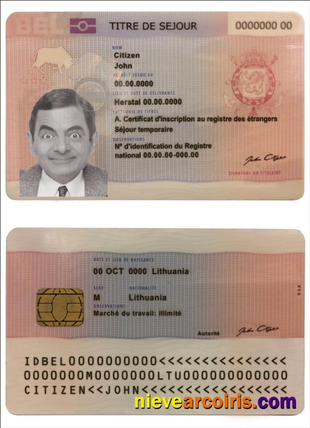 Belgium Permanent Residence Card Sample