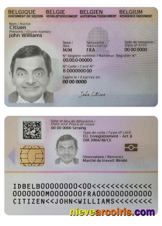 Belgium Residence Card, 2021 Present Template