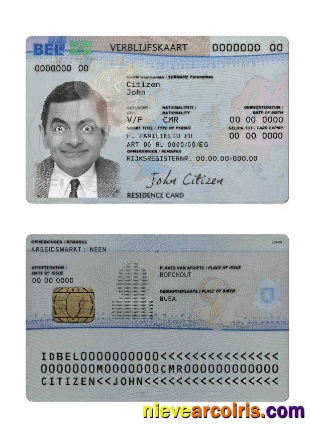 Belgium Residence Permit Card Template