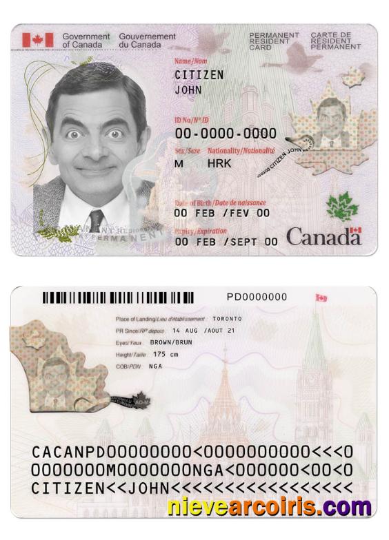 Canada Permanent Resident Card New Preview