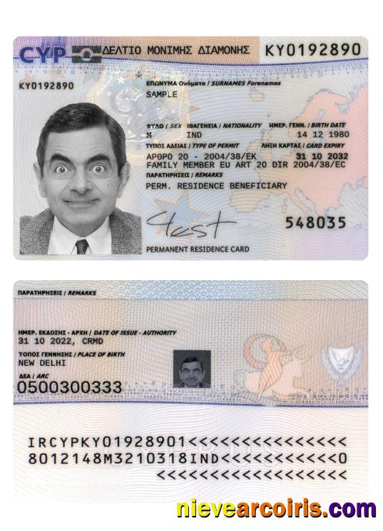 Cyprus Residence Permit Sample