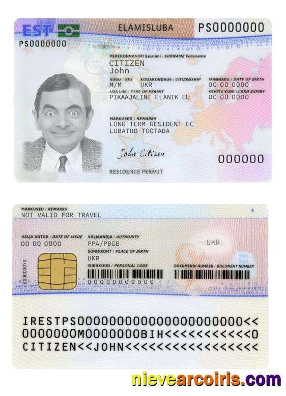 Estonia Residence Permit Card Sample