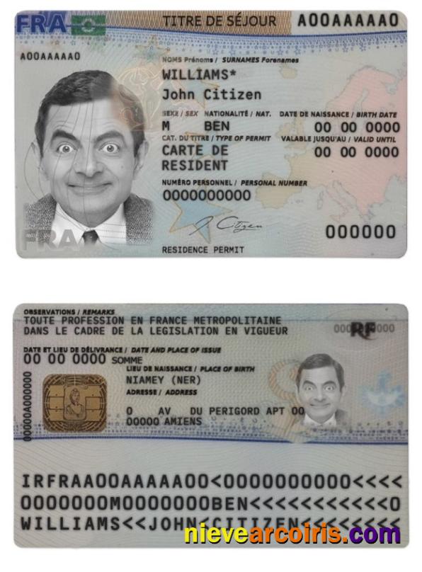 Premium France Residence Permit (titre De Séjour) Template In PSD Format, Fully Editable, With All Fonts (2019 – Present)